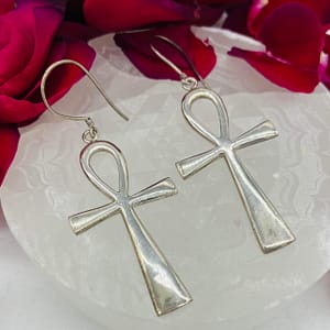 Large Silver Ankh Earings